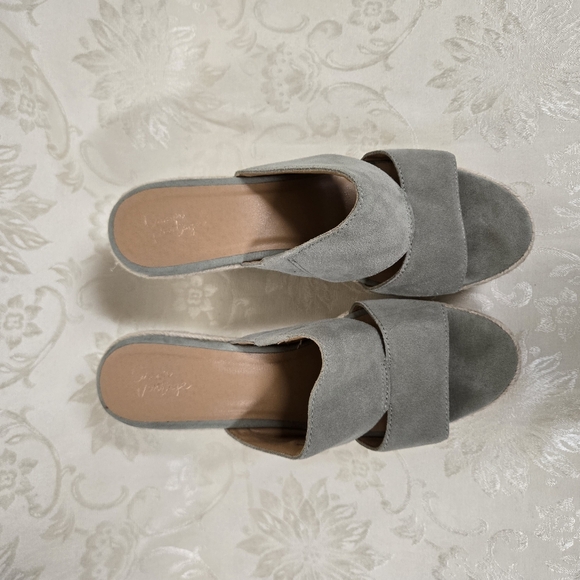 Crown Vintage Womens CV-Erasin Leather Espadrille Wedge Sandal Bayleaf Size 10 - Picture 6 of 9